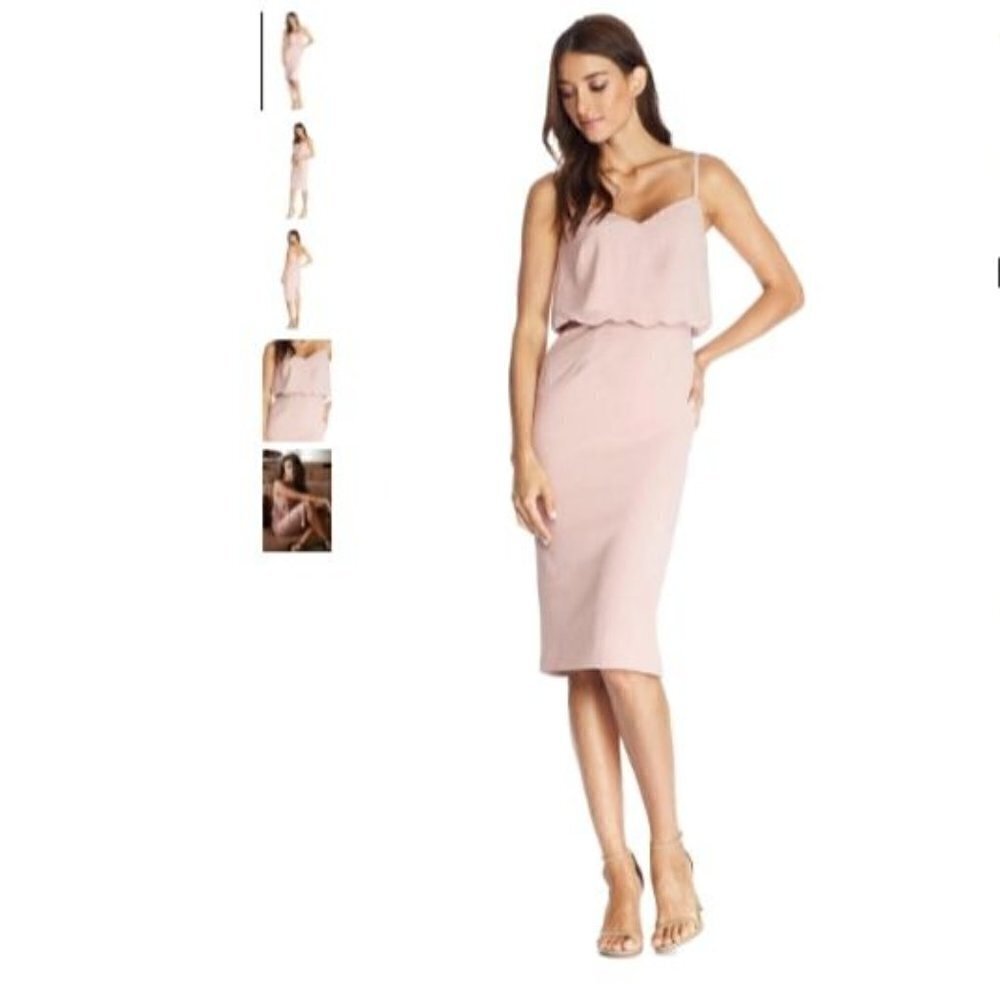 Dress the Population Alondra Lace Blouson Fitted Sheat Cocktail Dress Medium